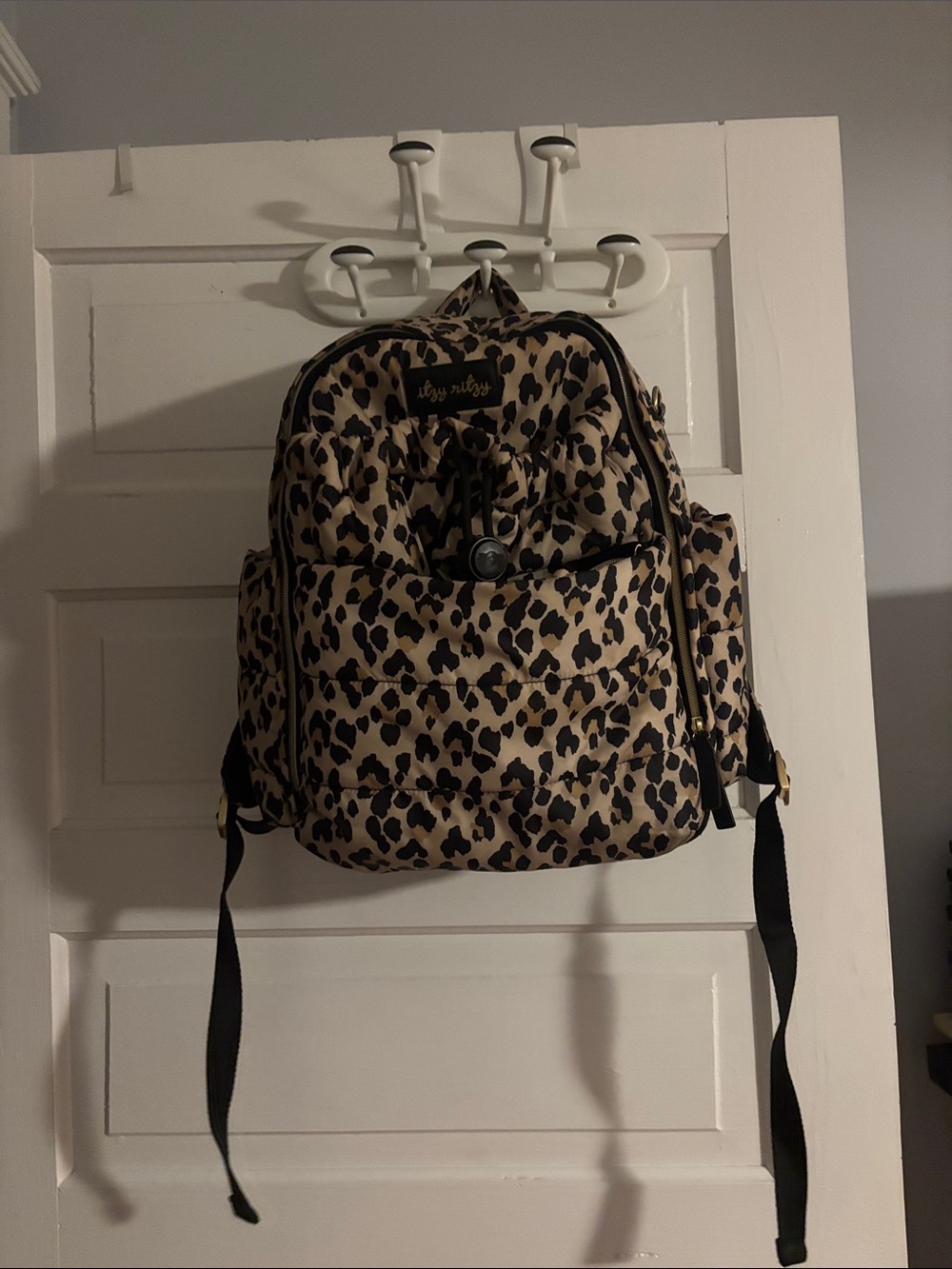 Itzy Ritzy Leopard Print Diaper Backpack - Beige and Black